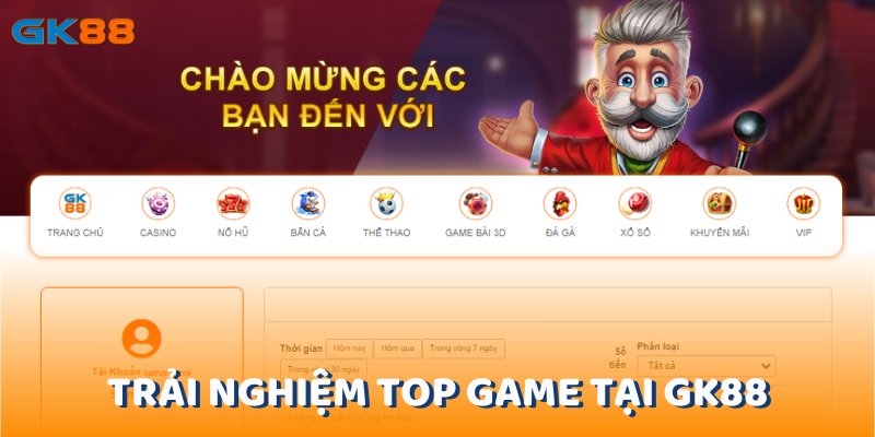 Trải nghiệm top game tại gk88